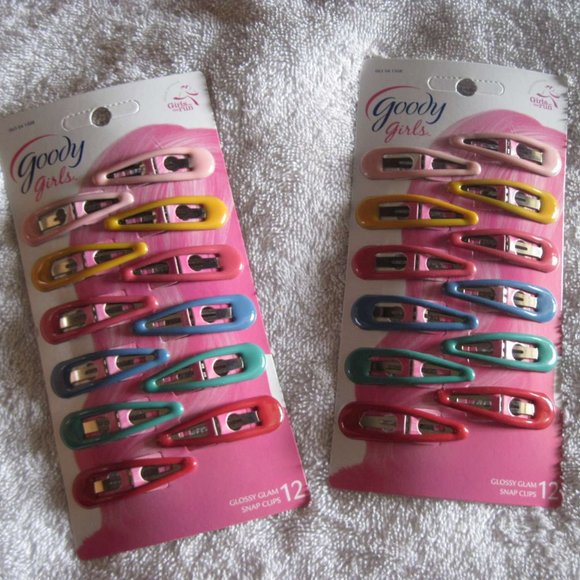 12 Goody Girls Colorful Glossy Glam Color Epoxy Covered Metal Hair Snap Clips - Picture 4 of 6